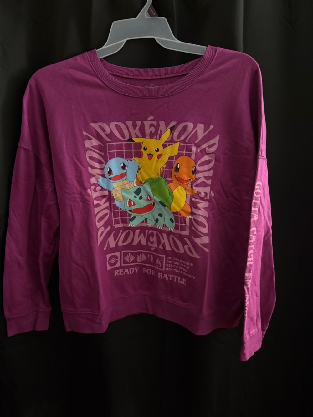 Pokémon Crewneck Sweatshirt with Pikachu & Starters - Magenta